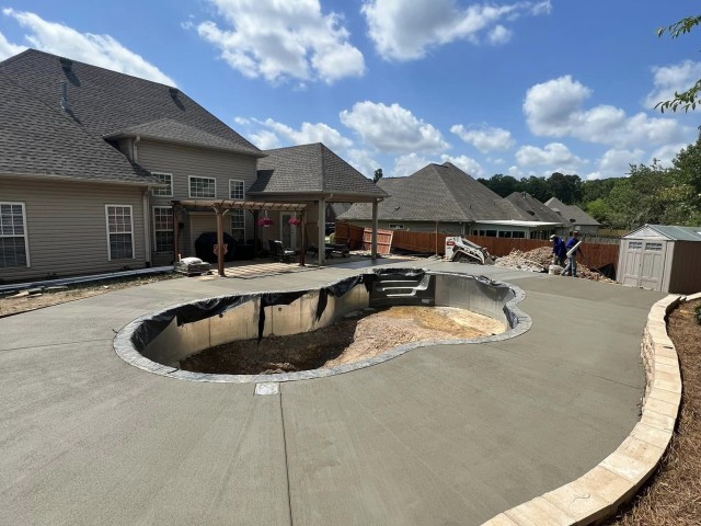 Broom Finish Concrete Pool Decking in Alabama